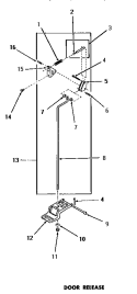 DOOR RELEASE Diagram and Parts List for DE6081  Speed Queen Dryer
