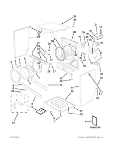Cabinet And Door Parts Diagram and Parts List for MED7500YW0  Maytag Dryer