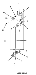 DOOR RELEASE Diagram and Parts List for DE3670  Speed Queen Dryer