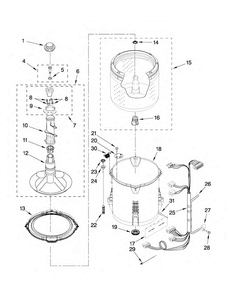 Basket And Tub Parts Diagram and Parts List for NTW4501XQ0  Amana Washer