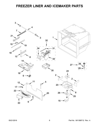 Freezer Liner And Icemaker Parts Diagram and Parts List for MBF2258FEZ03  Maytag Refrigerator