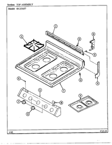 Top Diagram and Parts List for 68-253657  Magic Chef Range