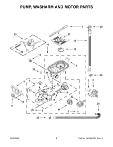 Pump, Washarm And Motor Parts Diagram and Parts List for MDB9959SKZ0  Maytag Dishwasher