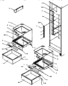 Refrigerator Shelving And Drawers Diagram and Parts List for SXD25A-P1162436W  Amana Refrigerator