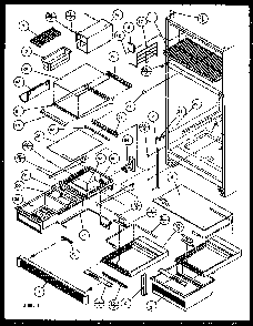 Refrigerator Shelving And Drawers Diagram and Parts List for 85161W-P1117111WW  Amana Refrigerator