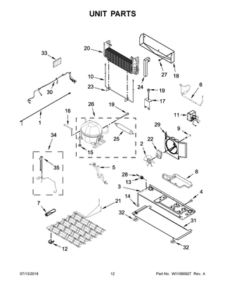 Unit Parts Diagram and Parts List for MFT2776FEZ01  Maytag Refrigerator