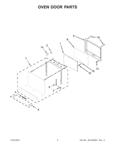 Oven Door Parts Diagram and Parts List for AWO6313SFS01  Amana Wall Oven