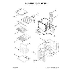 Internal Oven Parts Diagram and Parts List for JOESC730RL00  Jenn-Air Wall Oven