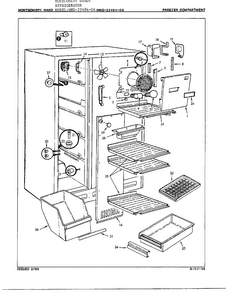 Freezer Compartment Diagram and Parts List for 22484-OA  Admiral Refrigerator