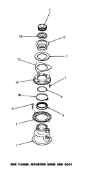 SINK FLANGE, MTG RINGS & BOOT Diagram and Parts List for DB7111N  Speed Queen Trash Compactor