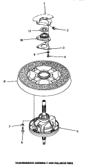 TRANSMISSION ASSY & BALANCE RING Diagram and Parts List for UE8230  Speed Queen Washer Dryer Combo