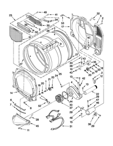 Bulkhead Parts Diagram and Parts List for NGD7300WW1  Amana Dryer