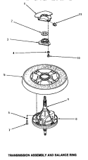 TRANSMISSION ASSY & BALANCE RING Diagram and Parts List for AA8431  Amana Washer