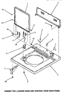 CAB TOP / LOADING DR & CTRL HOOD REAR PAN Diagram and Parts List for AA6421  Amana Washer
