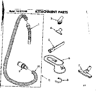 Attachment Parts Diagram and Parts List for 1162272180  Kenmore Canister Vacuum