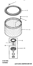 LINT FILTER, WASHTUB & HUB Diagram and Parts List for HA3001  Amana Washer