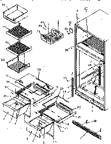 Cabinet Shelving Diagram and Parts List for TR21S4L-P1196103WW  Amana Refrigerator
