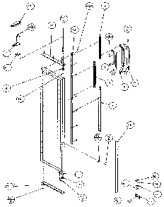 Freezer Door Hinge & Trim Diagram and Parts List for 36048-P1122102W  Amana Refrigerator