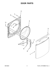 Door Parts Diagram and Parts List for 8TMHW6630HW2  Maytag Washer