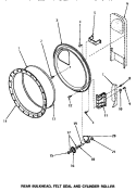 REAR BLKHD, FELT SEAL & CYLINDER ROLLER Diagram and Parts List for AG4219  Speed Queen Dryer