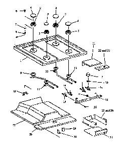 Sealed Burner Diagram and Parts List for RST399UL-P1132621NL  Caloric Range