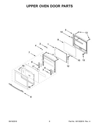 Upper Oven Door Parts Diagram and Parts List for JJW2830DS03  Maytag Wall Oven