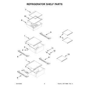 Refrigerator Shelf Parts Diagram and Parts List for MRSF4036PW02  Maytag Refrigerator