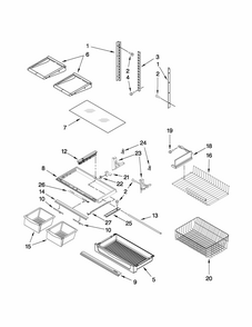 Shelf Parts Diagram and Parts List for GB6526FEAW3  Maytag Refrigerator