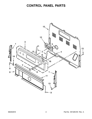 Control Panel Parts Diagram and Parts List for YACR4503SFS2  Maytag Range