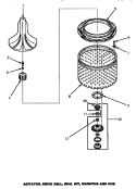 AGITATOR / DRIVE BELL / SEAL KIT / TUB & HUB Diagram and Parts List for AWM270W  Amana Washer