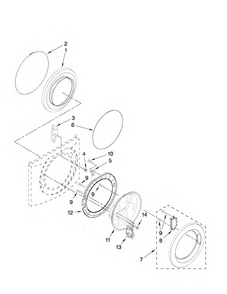 Door And Latch Parts Diagram and Parts List for NFW7300WW01  Amana Washer