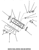 GRAPHIC PANEL, CONTROL HOOD & CONTROLS Diagram and Parts List for AEM497L  Speed Queen Dryer