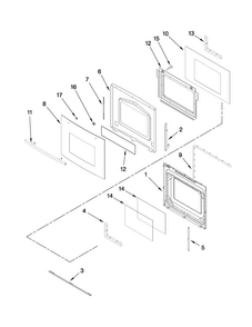 Oven Door Parts Diagram and Parts List for JMW8527DAW27  Jenn-Air Microwave Oven Combo