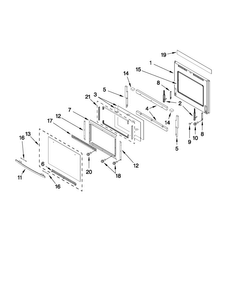 Oven Door Parts Diagram and Parts List for JMW3430WR01  Jenn-Air Microwave