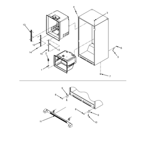 Interior Cabinet Diagram and Parts List for AFF2534FEB1  Amana Refrigerator