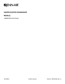 Cover Sheet Diagram and Parts List for JDB9600CWX0  Jenn-Air Dishwasher