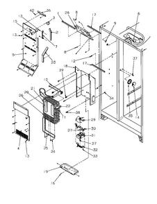 Evaporator And Air Handling Diagram and Parts List for SBD20S4L-P1190001WL  Amana Refrigerator
