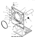 FRONT FRAME & AIR SHROUD Diagram and Parts List for DG3630  Speed Queen Dryer