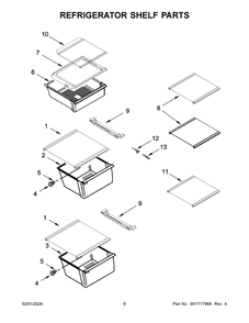 Refrigerator Shelf Parts Diagram and Parts List for MSS25C4MGZ08  Maytag Refrigerator