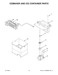 Icemaker And Ice Container Parts Diagram and Parts List for MFT2772HEZ04  Maytag Refrigerator