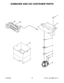 Icemaker And Ice Container Parts Diagram and Parts List for MFT2772HEZ01  Maytag Refrigerator