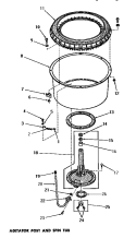 AGITATOR POST & SPIN TUB Diagram and Parts List for DA6073  Amana Washer