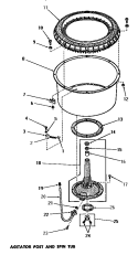 AGITATOR POST & SPIN TUB Diagram and Parts List for DA6101  Amana Washer