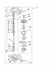 Gearcase Parts Diagram and Parts List for 3RMTW4905TW2  Maytag Washer