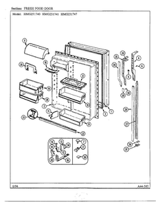 Fresh Food Door Diagram and Parts List for 231740  Admiral Refrigerator