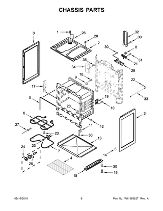 Chassis Parts Diagram and Parts List for YACR4303MFW4  Maytag Range