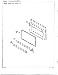 Freezer Inner Door Diagram and Parts List for HMG211360  Admiral Refrigerator