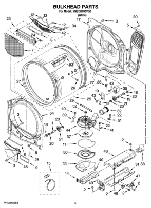 03 - BULKHEAD PARTS, OPTIONAL PARTS (NOT INCLUDED) Diagram and Parts List for YMEDB700VQ0  Maytag Dryer