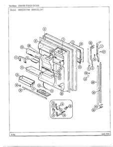 Fresh Food Door Diagram and Parts List for 321340  Admiral Refrigerator