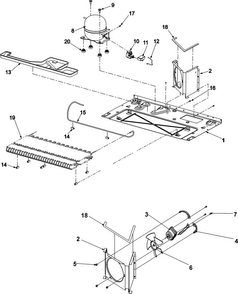 Compressor Diagram and Parts List for ABB2527DEB2  Amana Refrigerator